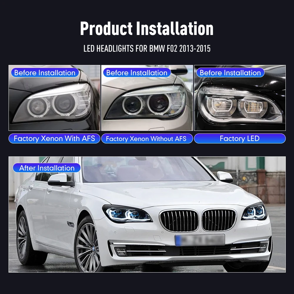 For BMW F02 2013 2014 2015 LED Car Headlight Assembly Front Headlights Yellow White DRL Turning Signal Left Right Head Lamp 2PCS