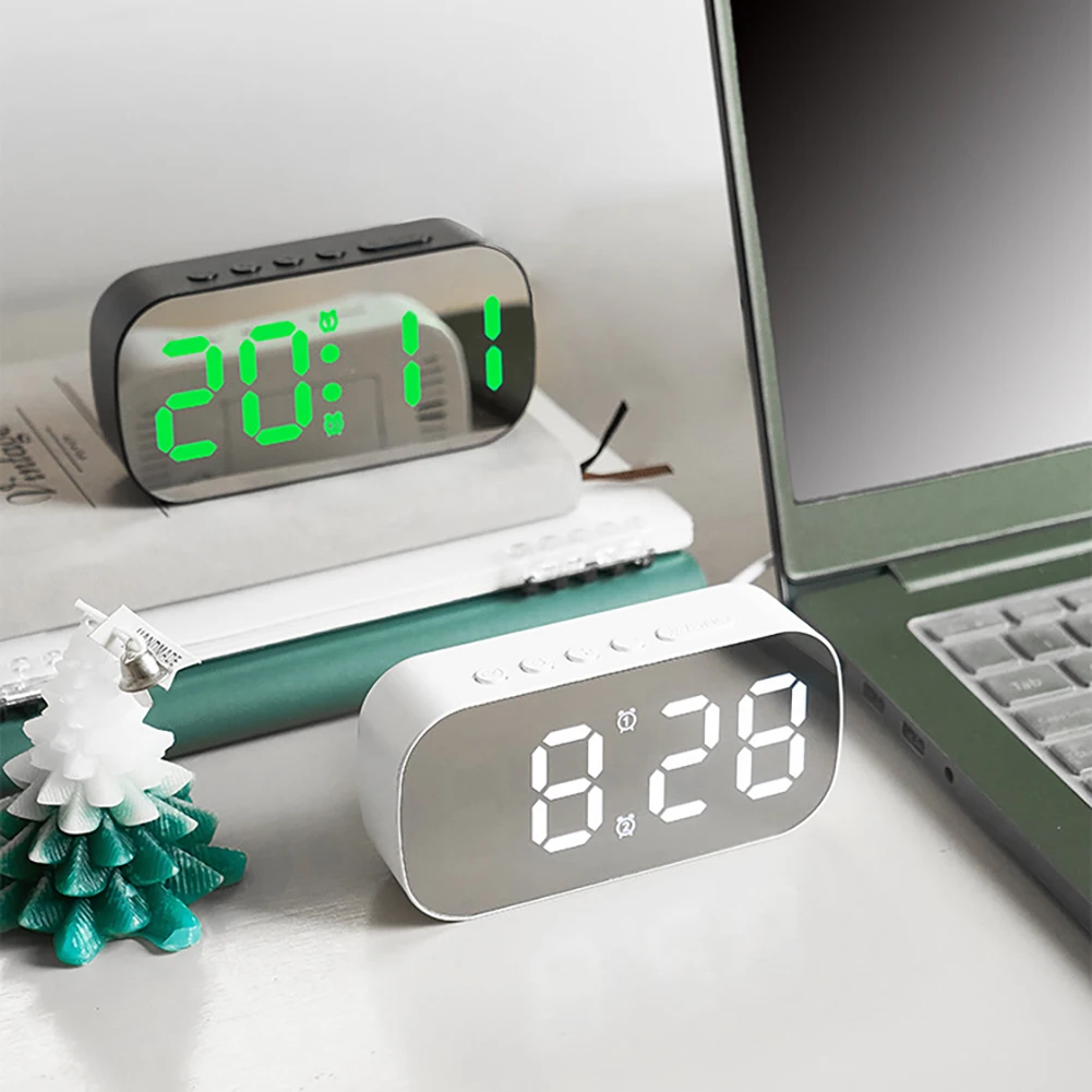 Reloj despertador Digital Led de 5 niveles, brillo Ins ajustable, reloj de mesa con espejo, decoración de escritorio para el hogar, regalos para estudiantes y niños