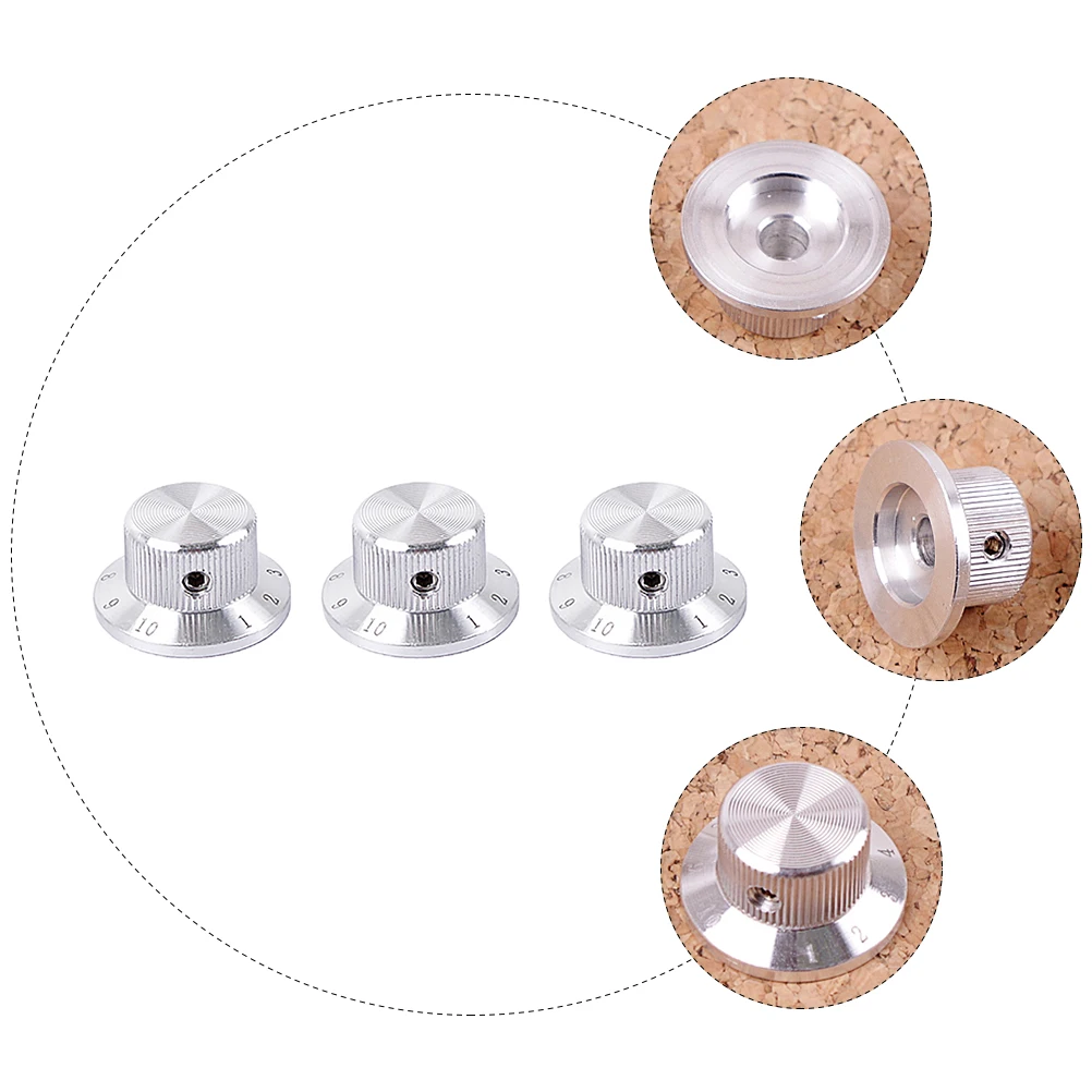 

3 Pcs Metal Control Knobs Electric Guitar Tone Volume Control Round Knob Guitar Parts Wear Resistant