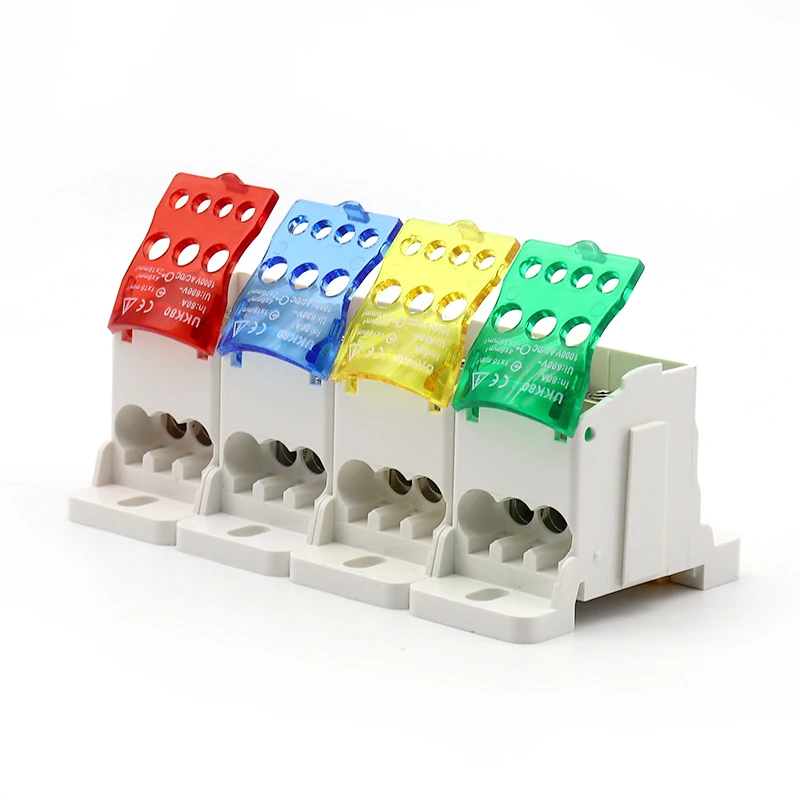 UKK80A 690V DIN Rail Terminal Block Split Junction Box One In Many Out Distribution Box High Current Electrical Wire Connector