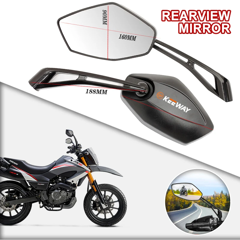 2pcs Wide Angle Adjustable Motorcycle Rearview Mirrors Side View Mirrors For Keeway Hurricane RKX RKS Superlight K-Light Vieste