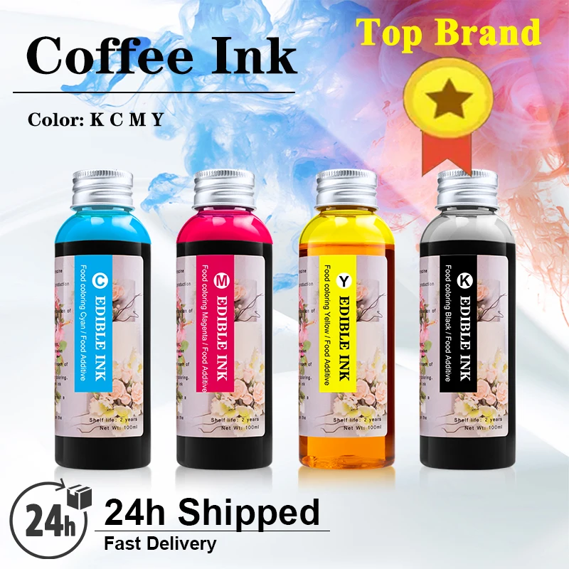 4pcs Cake Coffee Ink For Canon For HP For Epson Printer Cake Coffee Chocolate Coloring Ingredient-safe Coffee Machine Dye Ink