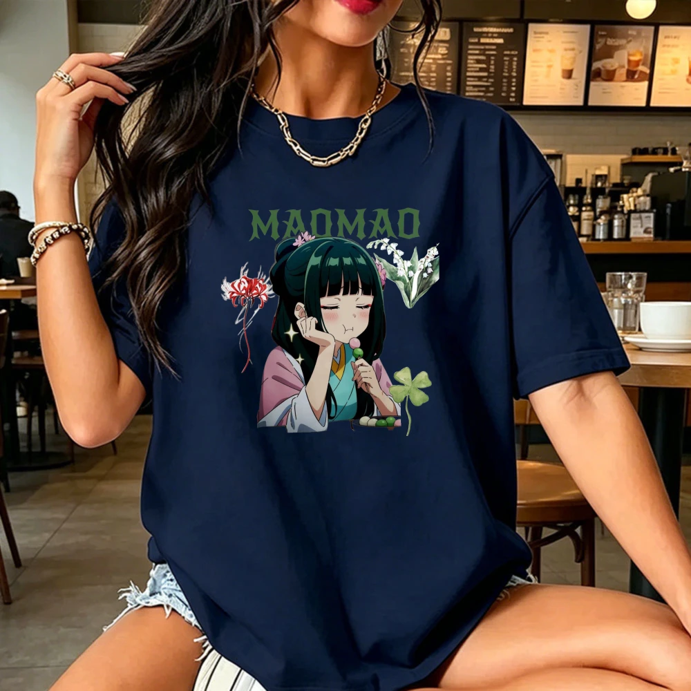 Maomao Graphic Tee The Apothecary Diaries Eating Dango Chill Anime Girl Funny Unisex Cotton Short-sleeve Shirt Cute Anime Tops