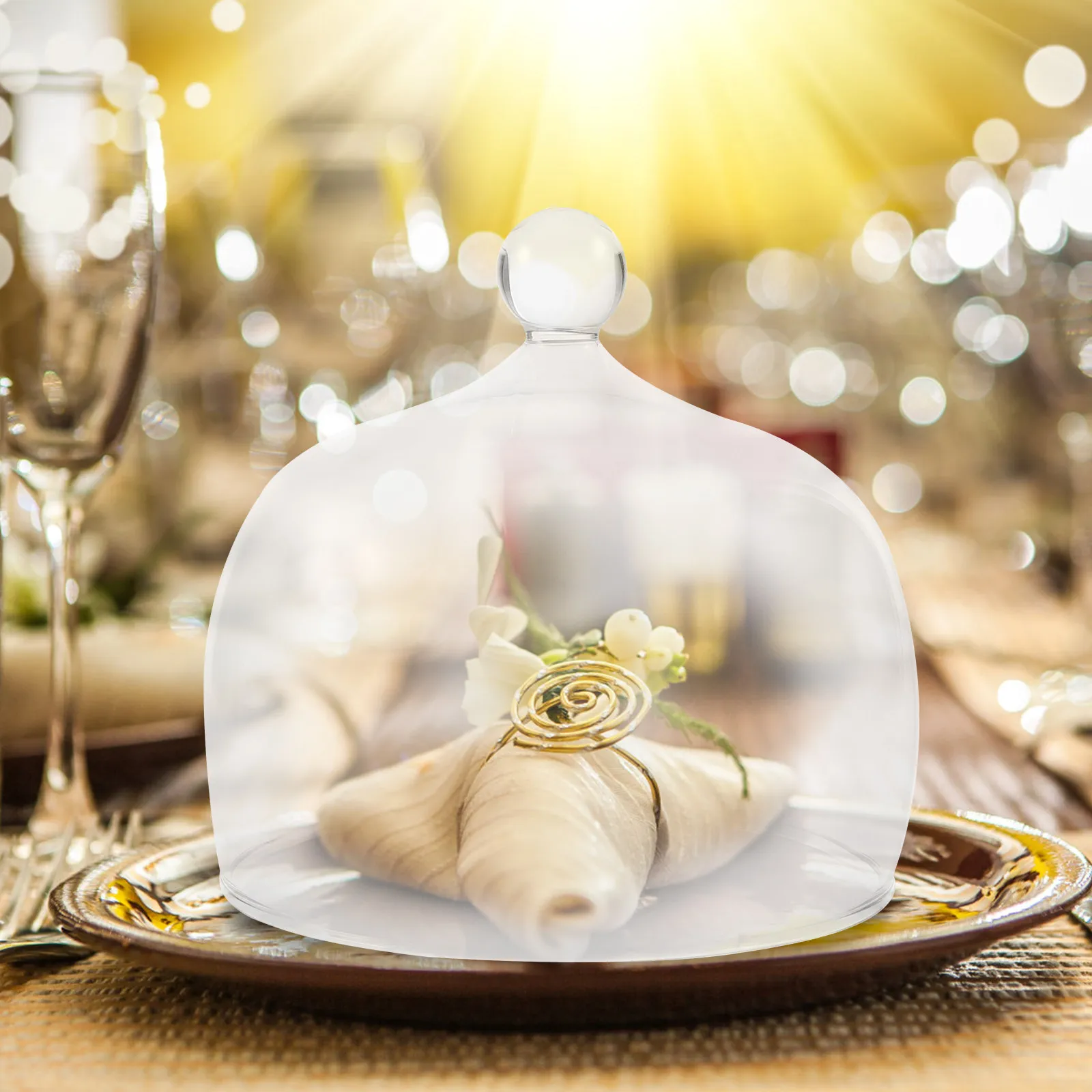 

1Pcs Transparent Food Glass Cover Fine Craftsmanship Western Style Kitchen Supplies for Camping Birthday Pool Party