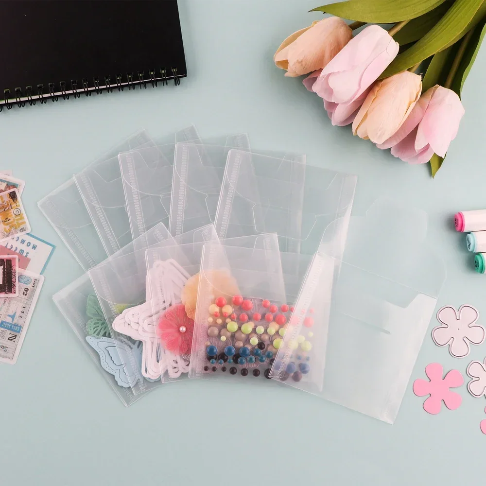 10 teile/satz klare Stempel & sterben Aufbewahrung tasche wieder versch ließbare Kunststoff umschläge Taschen für geschnittene Matrizen Schablone Ordner Handwerk Veranstalter Halter