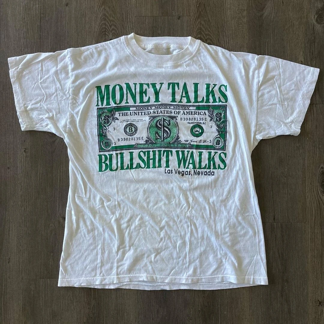 تي شيرت American Money Forever Retro بأكمام قصيرة Amis Kaki أبيض كبير برقبة دائرية للرجال والنساء، تي شيرت بنصف كم من العلامة التجارية العصرية