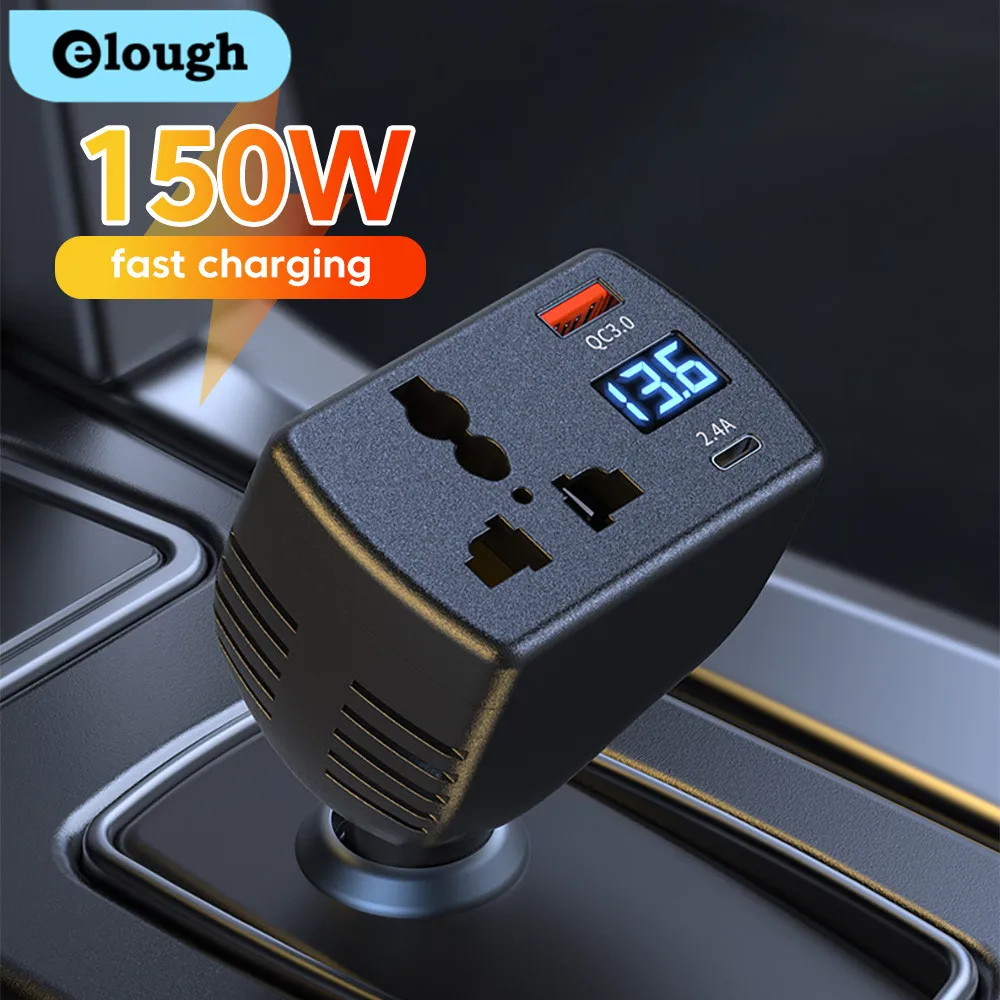 150W Car Charger  Digital Display Converter Type-C Multi-function Charger Socket Fast Charger Car Power Converter For iPhone