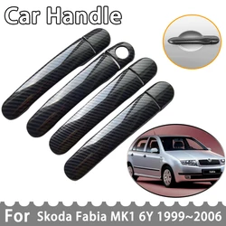 Carbon Fiber Door Handle Cover for Skoda Fabia MK1 1999~2006 2003 2001 6Y 6Y2 Sedan Hatchback Car Accessories Rustproof Sticker