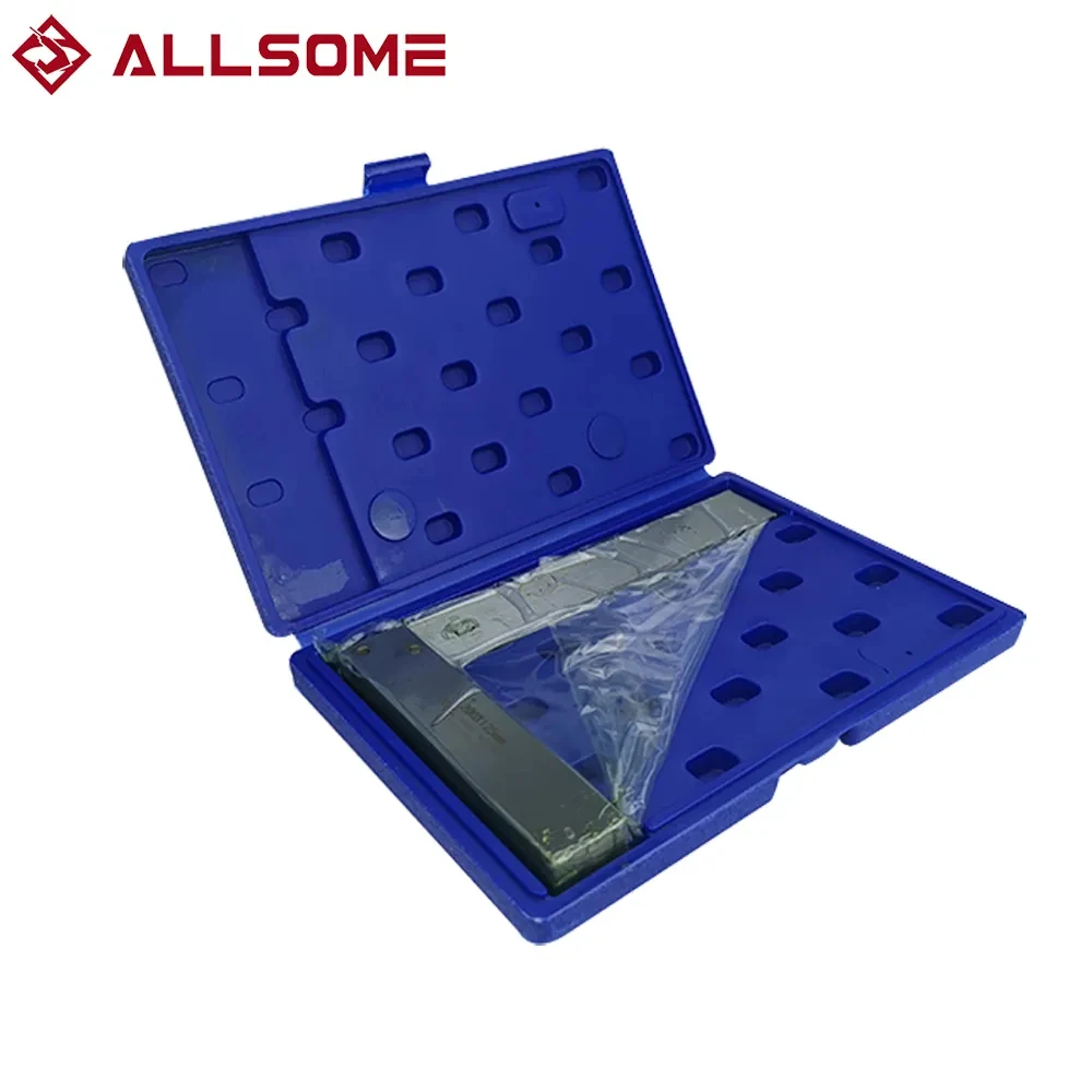 ALLSOME Maschinist Platz 90 Grad Rechtwinklig Ingenieur Set Präzision Boden Stahl Gehärtet Winkel Lineal HT2059-2064