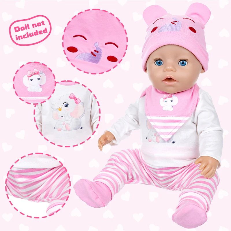 Doll Clothes 16-18Inch/40-45cm Cute Bear Jacket Hoodie Pants Baby Born Doll Rebirth Doll Clothes Accessory Doll Baby Girl Gift