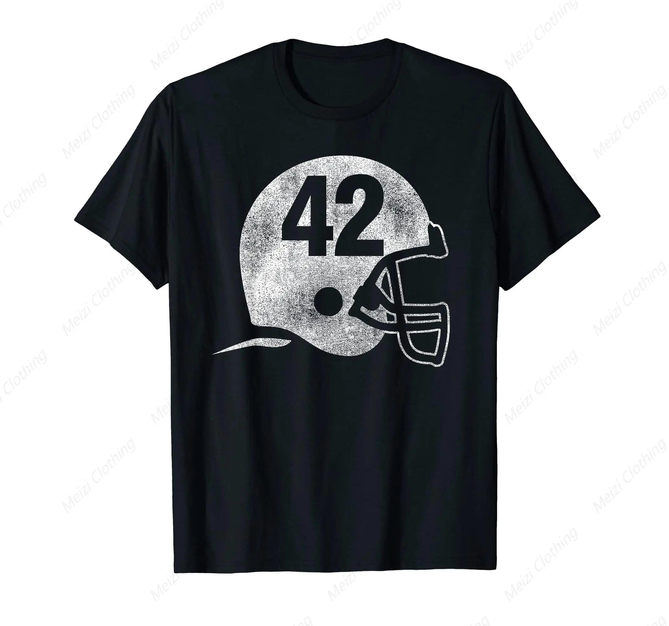 

Retro football helmet player size 42 men's and women's T-shirt fashion gift men's cotton short sleeved shirt