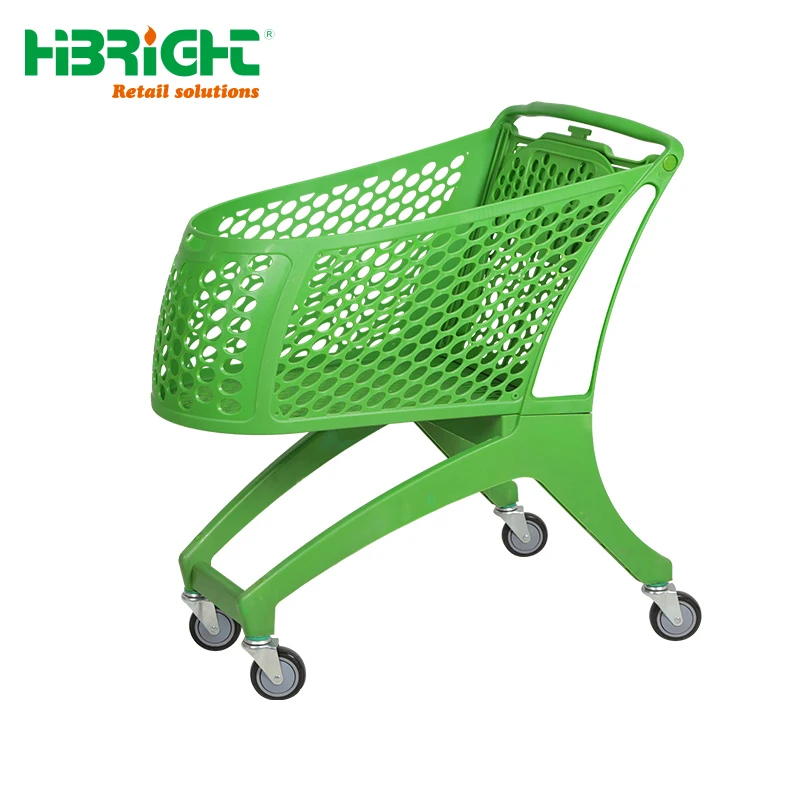 

New Commercial Supermarket Shopping Cart Hand Pushing Convenience Trolley With Mesh Structure