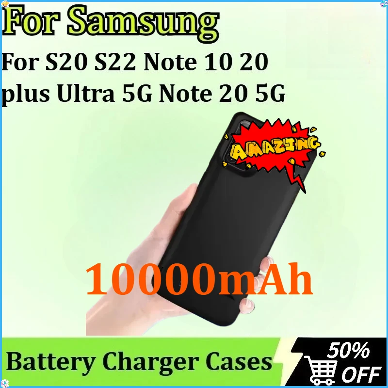 

Battery Charger Case for Samsung Galaxy S20 S22 Note 10 20 Plus Ultra 5G Note 20 5G USB Power Bank Charger Case 10000mAh