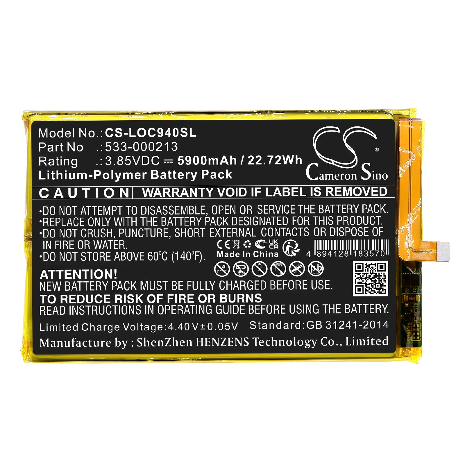 CS Replacement Battery for Logitech G Cloud,940-000198,GR0006 PN:533-000213 5900mAh / 22.72Wh