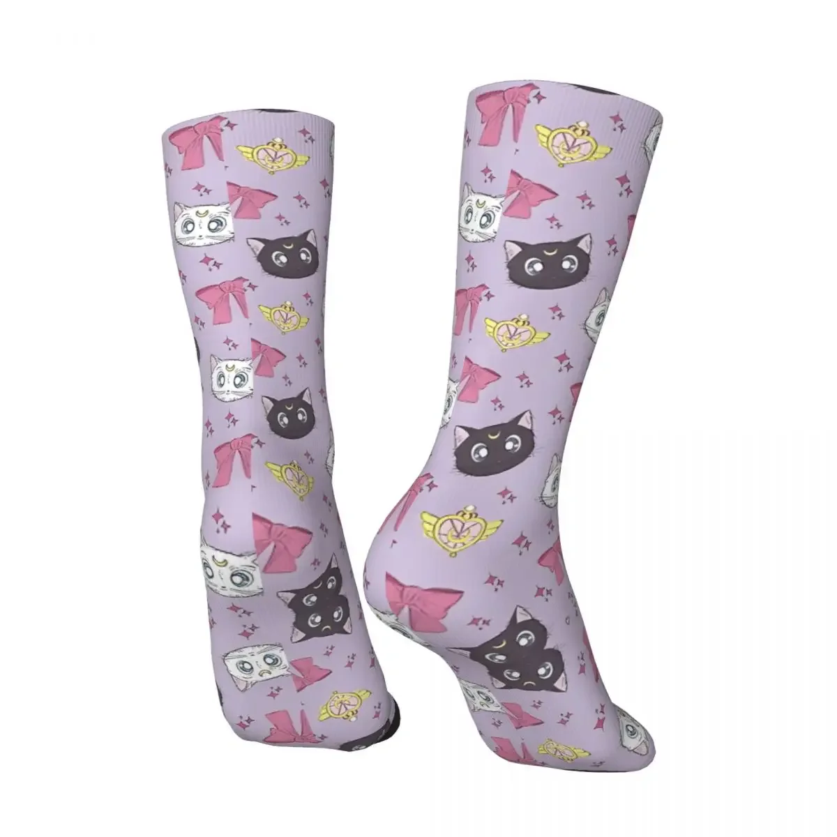 Happy Funny Kittens Men's Socks Retro Harajuku S-Sailor Moon Hip Hop Novelty Casual Crew Crazy Sock Gift Printed tops fugees