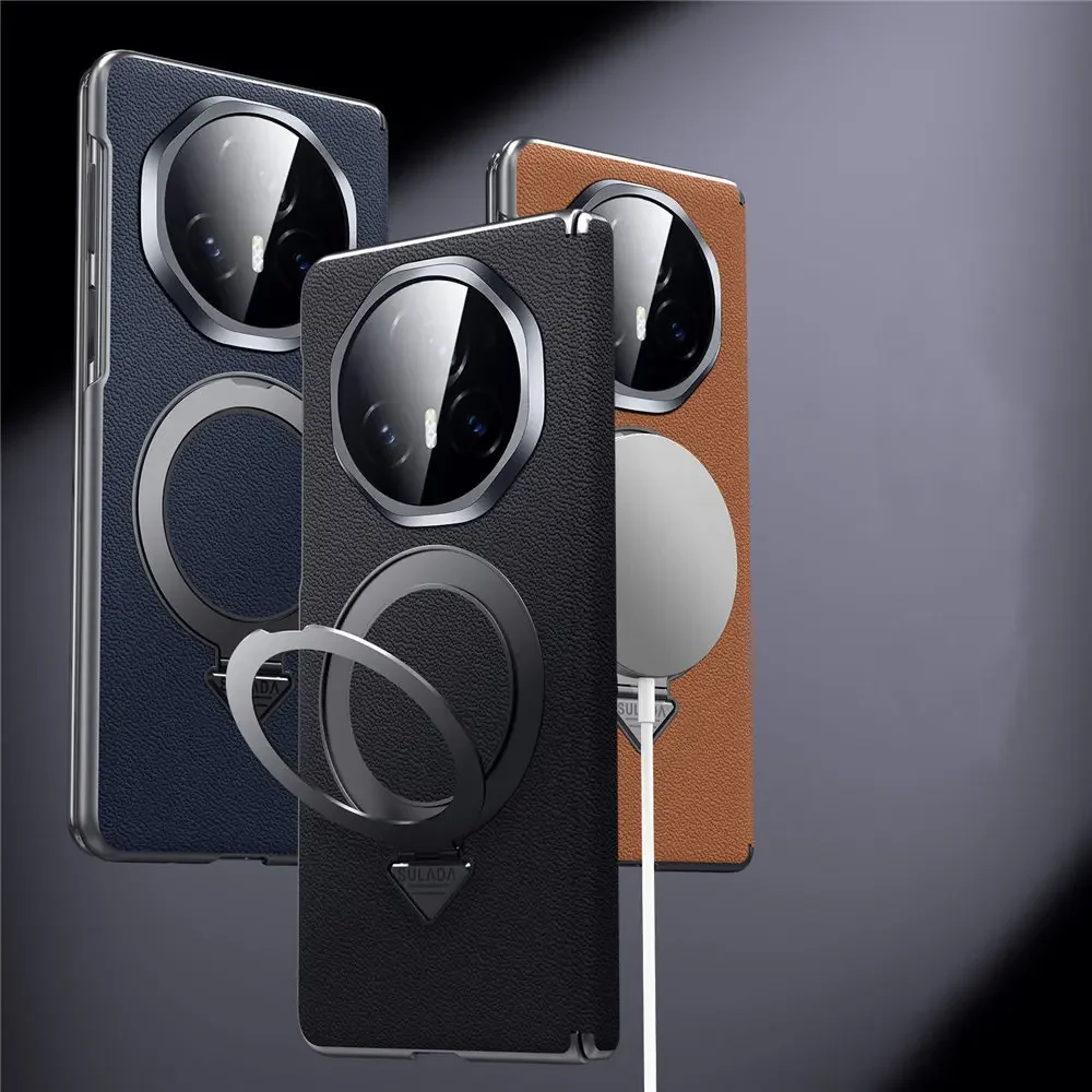 

Магнитный чехол из натуральной яловой кожи для Honor Magic V5 V3 VS3 Magsafe, шарнирное кольцо, кронштейн, чехол