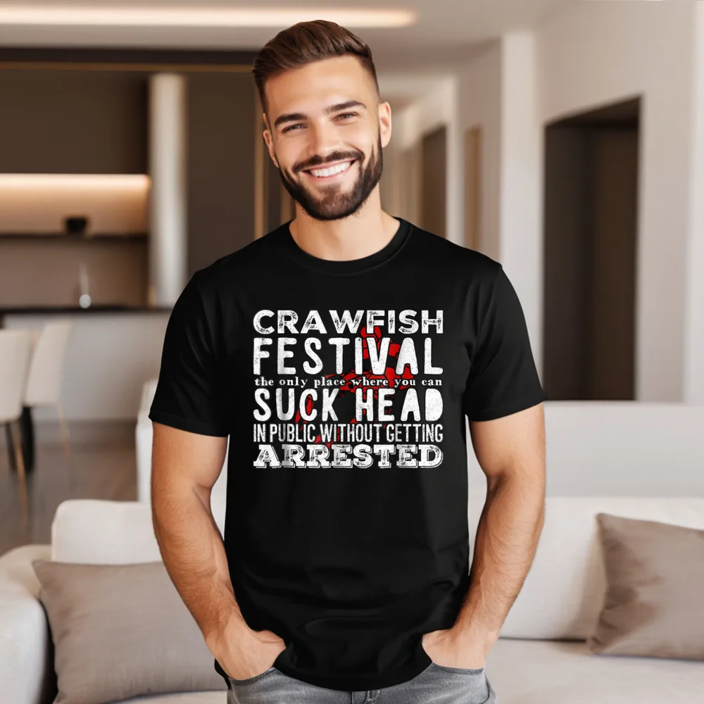 Print Funny Crawfish Boil Festival T-shirt__21325 Lovers Day Tops & Tees Graphic Round Collar 100% Cotton T Shirts Mans T Shirt
