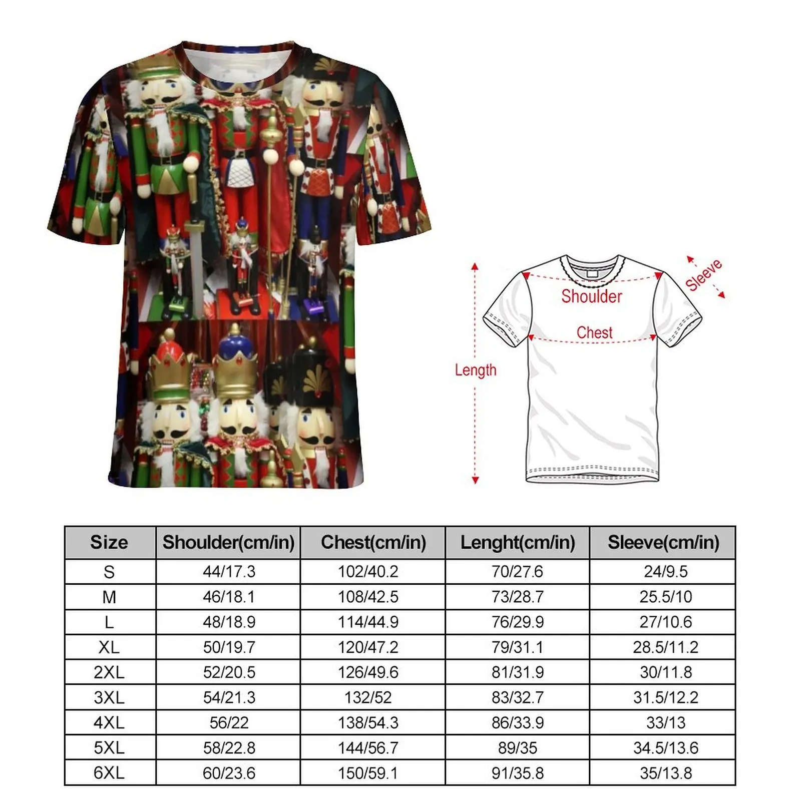 Cute Nutcracker T-Shirt For Man Soldiers Print Design O Neck T Shirts Summer Clothes Short Sleeves Basic Oversized Tee Shirt