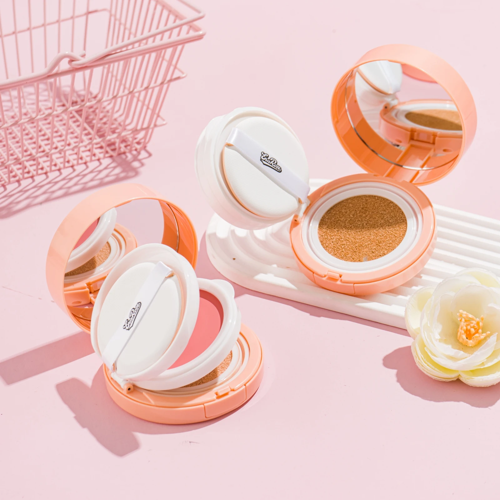 كريم أساس أحمر الخدود ذو وسادة هوائية من الخوخ، مكياج وجه طبيعي غير لامع يدوم طويلاً مع مرآة ومنفخة ناعمة للنساء والرجال #6