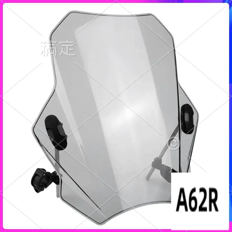 R2-Parabrezza moto per Yamaha MT07 MT09 HONDA CBR600RR CB1000R GXSR 600 750 BMW Ducati Regolabile 43X40 cm Sostituzione Grigio