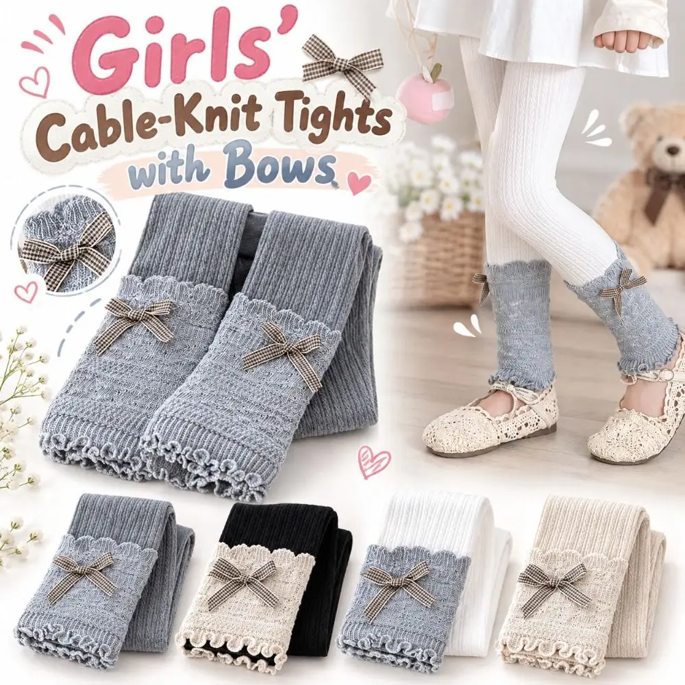 Sweet Cotton Girls Bow Leggings Tight-fitting Ruffled Girls Ruffle Tights Breathable Soft Kids Pantyhose For Girls 90-150cm Tall