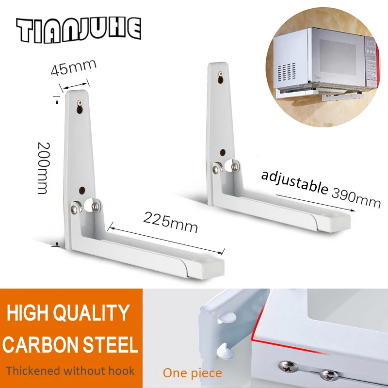 Universal Stainless Steel Microwave Mount Bracket Support Frame Steel Foldable Stretch Shelf Rack Microwave Oven Wall Mount