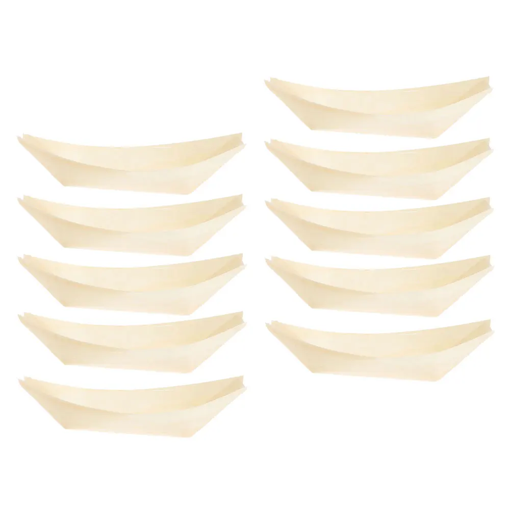 

100 шт. декоративная десертная тарелка деревянная каяк чаша для закусок суши тарелки маленькие одноразовые японские