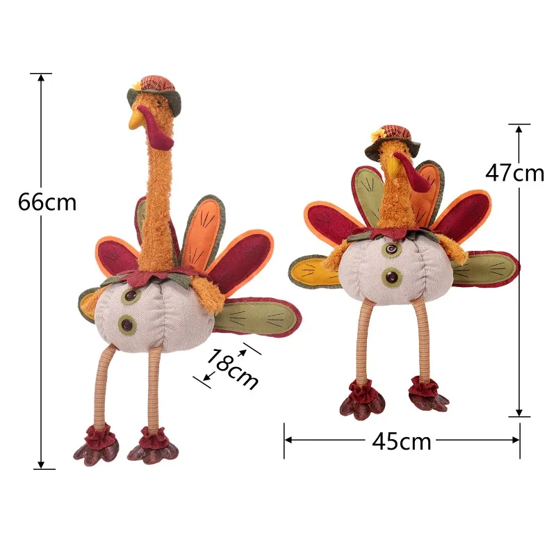 ديكور عيد الشكر تركيا القطيفة اللطيفة المحشوة الحيوان الخريف زينة للمنزل عطلة حفلة لخريف الخريف حصاد المنزل الجدول