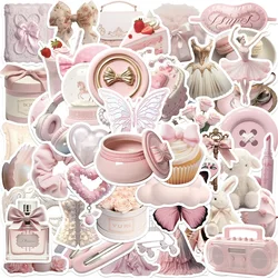 10/30/50PCS Kawaii różowy balet PVC naklejki estetyczne koreańskie piśmiennicze Scrapbooking przybory szkolne dla dzieci