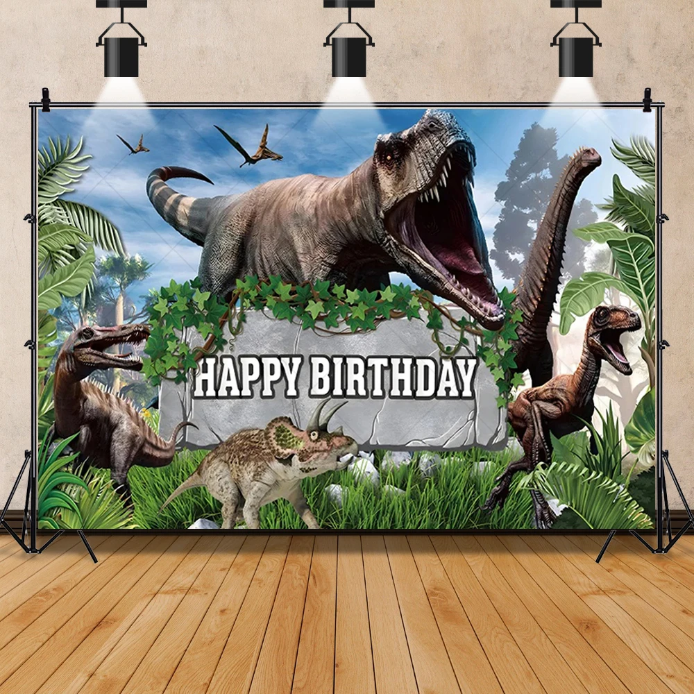 Dinosaur Theme Children\'S Birthday Jurassic Park Photography Background Tropical Jungle Safari Photography Custom Backdrop