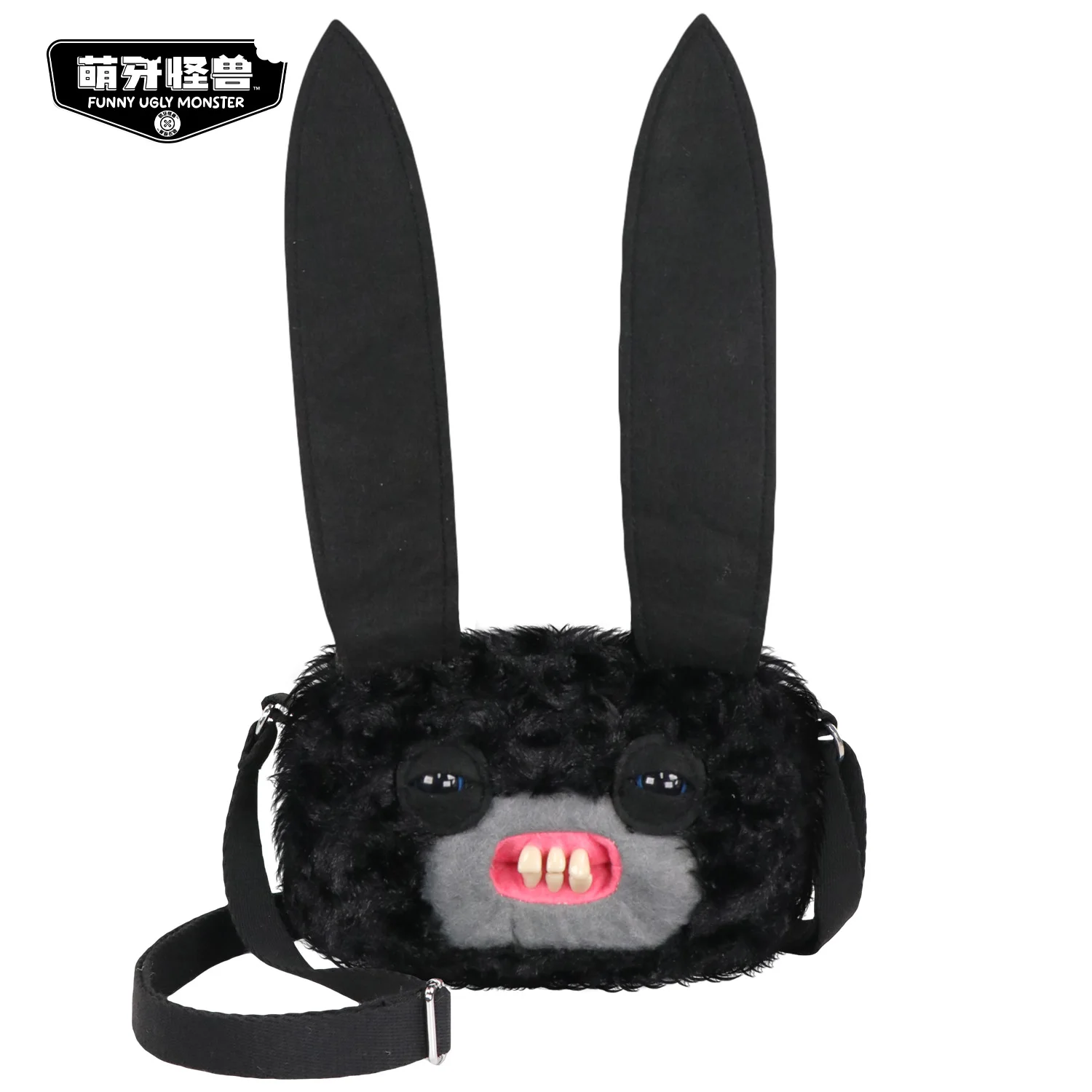 

Оригинальная сумка-кроссбоди Fuggler: Злой кролик с длинными ушами, широкими глазами, уродливыми зубами и большой головой, пушистая, с коробкой