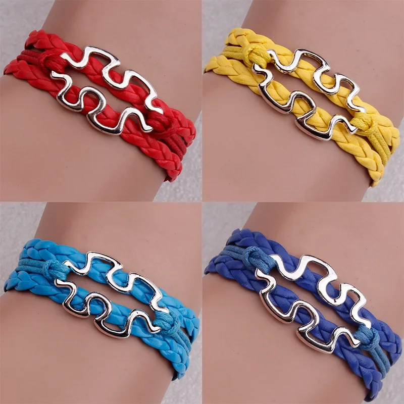 New Autism Puzzle Bracelet Infinite Woven Bracelet Creative Fashion Jewelry Women Gift Pendant Christmas