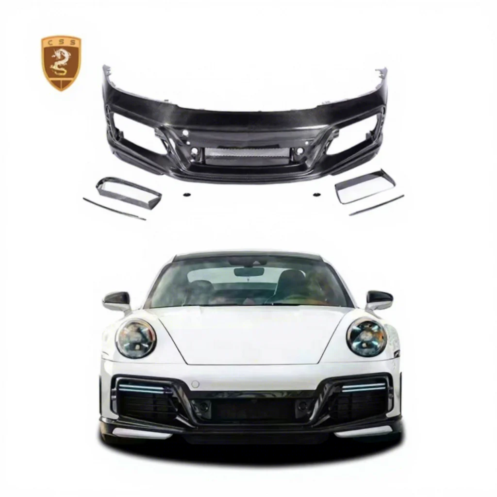 Upgrade to Te-chart Style Dry Carbon Fiber Front Bumper for  992 Carrera Assembly Refit Bumpers