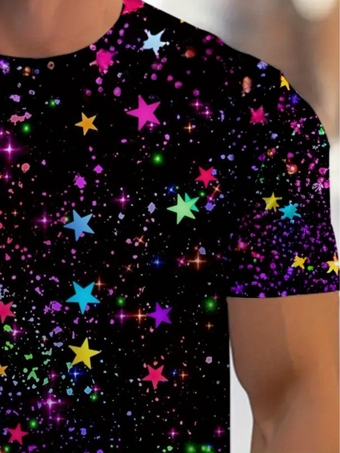 تي شيرت نيون للرجال يتوهج في الظلام - نجوم نيون لكامل الجسم، قميص حفلات خفيف الوزن وجيد التهوية للملهى الليلي #5