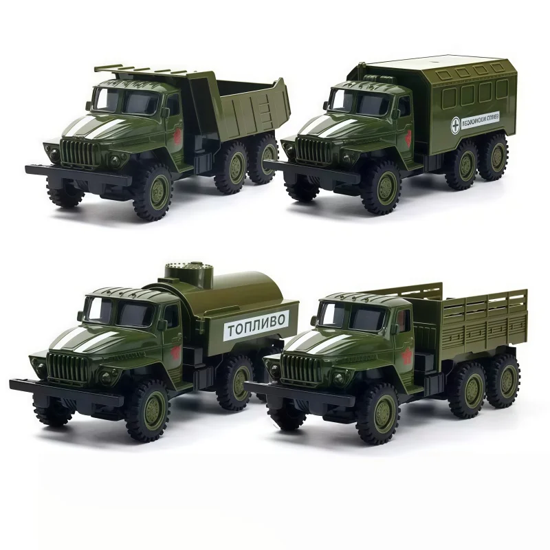 Transport vehicle alloy car model set, off-road truck rewind gliding ornament