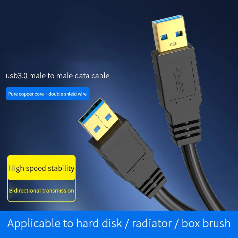 Кабель с разъемами USB 3,0 типа А и типа А для передачи данных, совместимый с жесткими дисками, ноутбуками, ТВ, мониторами, камерами, приставкой