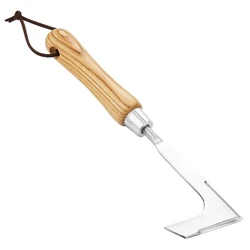 Cortacésped Manual de acero inoxidable con mango de madera, herramienta de deshierbe en forma de L para jardín, Patio, herramienta de deshierbe, 9 pulgadas