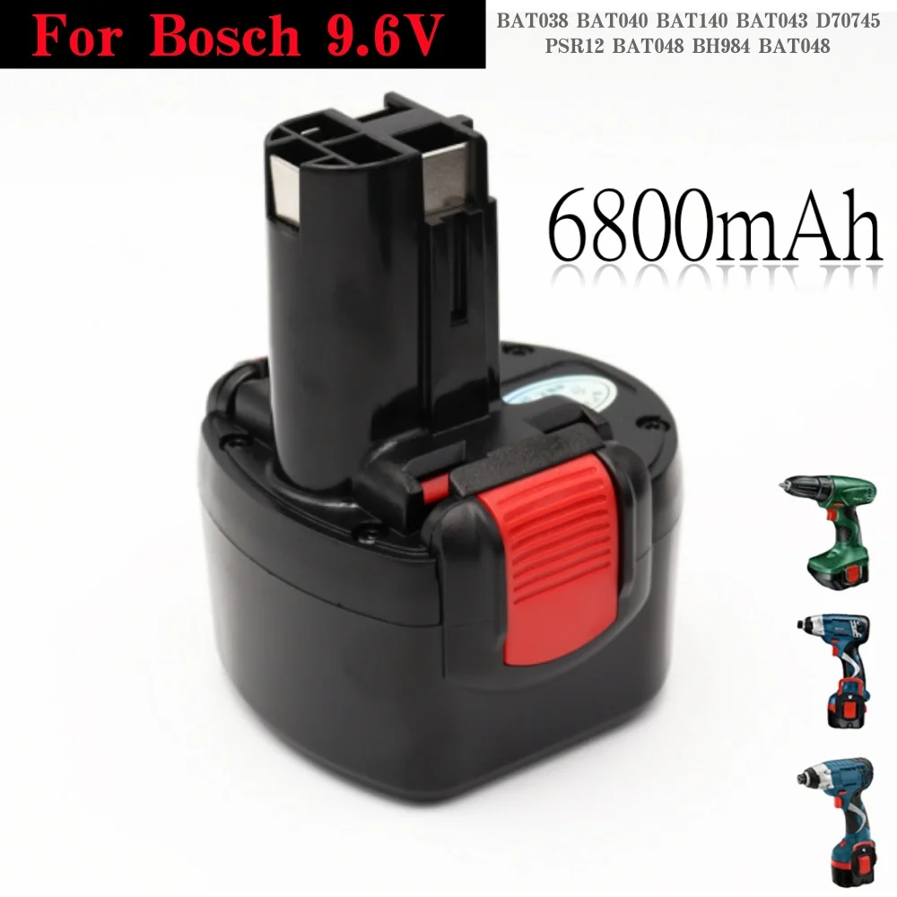 

9.6V 6800mAh Ni-MH Rechargeable Power Tools Battery For Bosch PSR 960 BH984 BAT048 BAT119