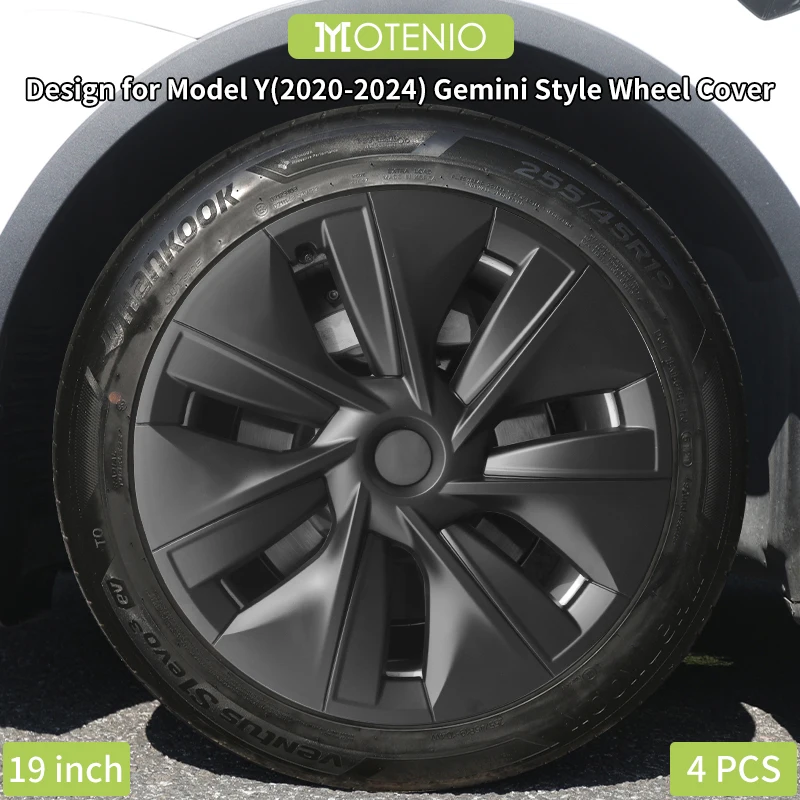 4PCS 19 Zoll Gemini Radkappe Vollfelgenabdeckung Zubehör Radkappe Auto Ersatz Radkappe Design für Tesla Model Y 2020-2024