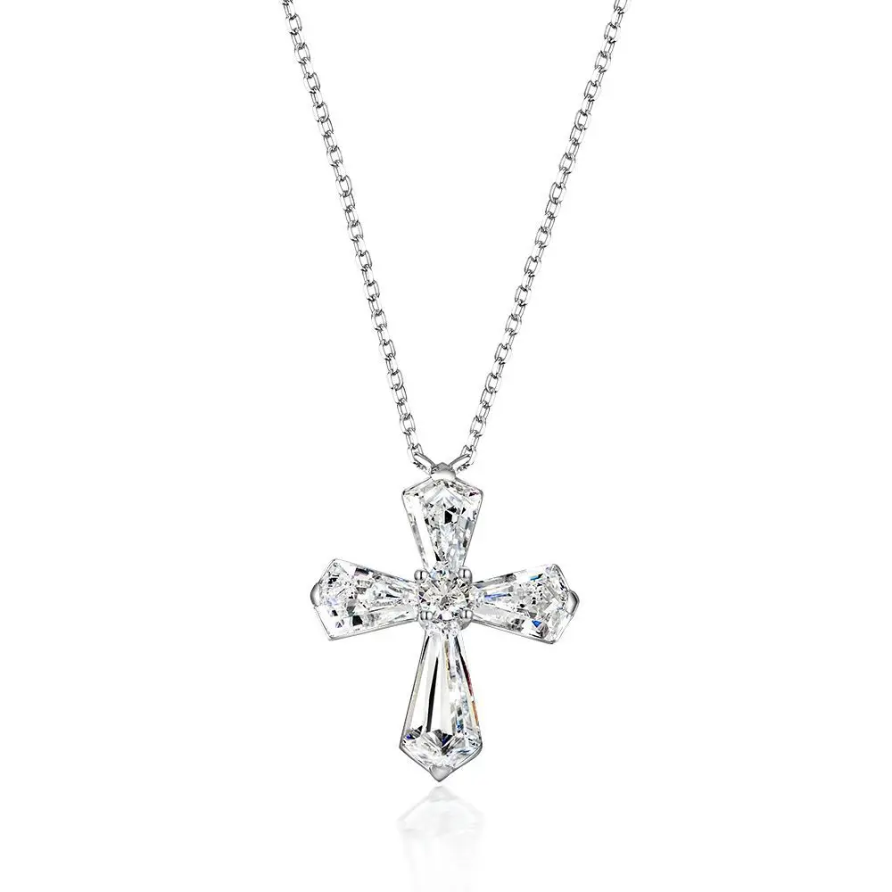 6 * 12 Alien 4ct  Necklace S925 Silver New Pendant Full Diamond Clavicle Chain Small Fresh Female 40+3cm Wedding Jewelry