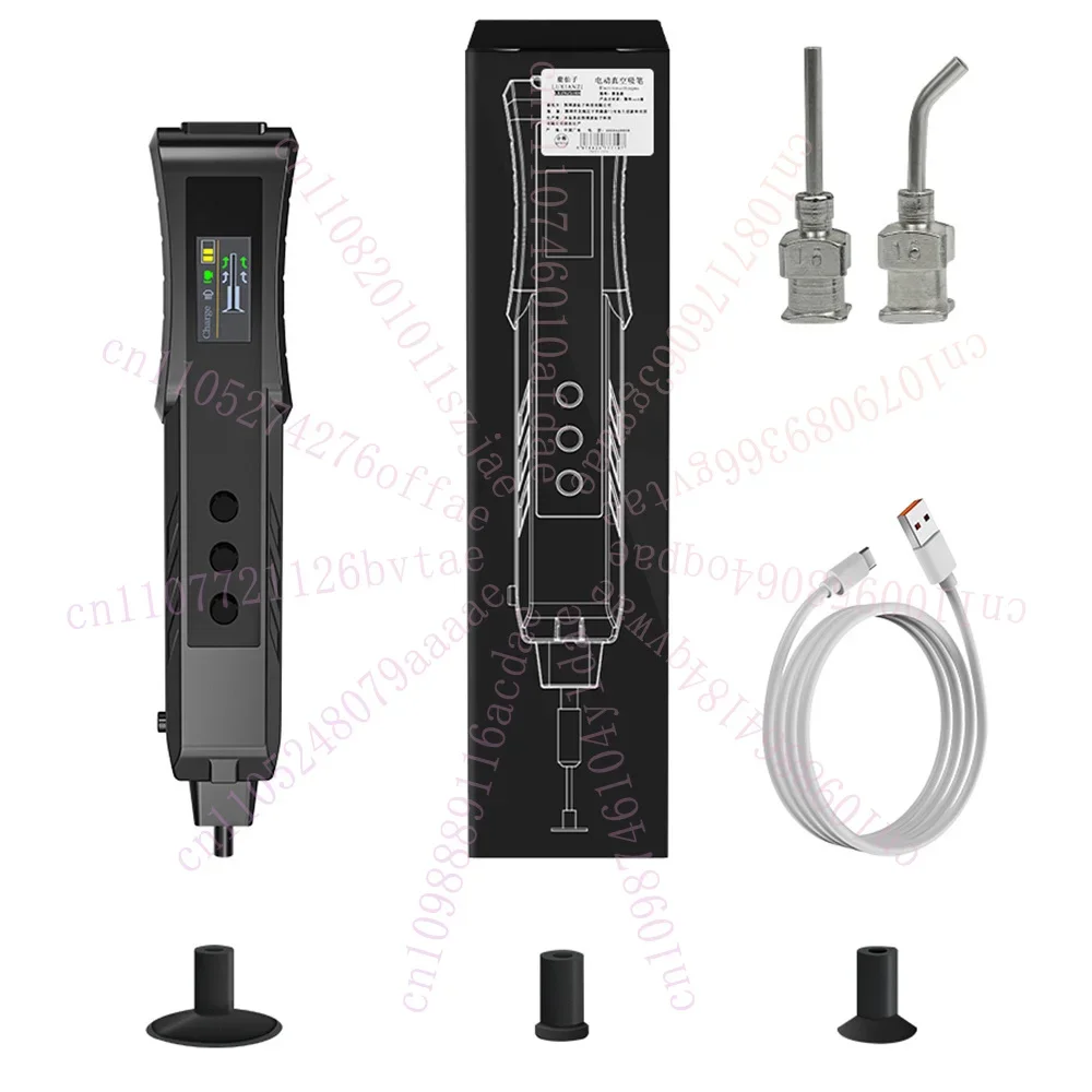 Portable Electric Vacuum Suction Pen Set - Wireless  Anti-static SMT IC Chip Pickup Tool with LED Light, TFT Color Screen