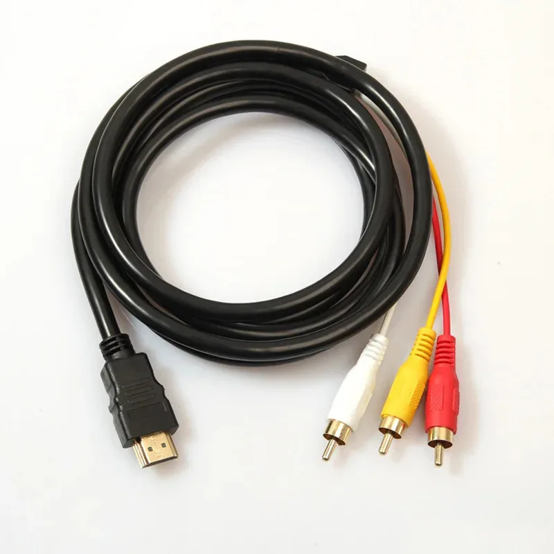 1.5M 5FT HDMI-Compatible Av Male To 3 rca Conversion TV Set-Box DV DVD Audio Video Cable to 3rca  Digital Wire Converter Adapter image 2