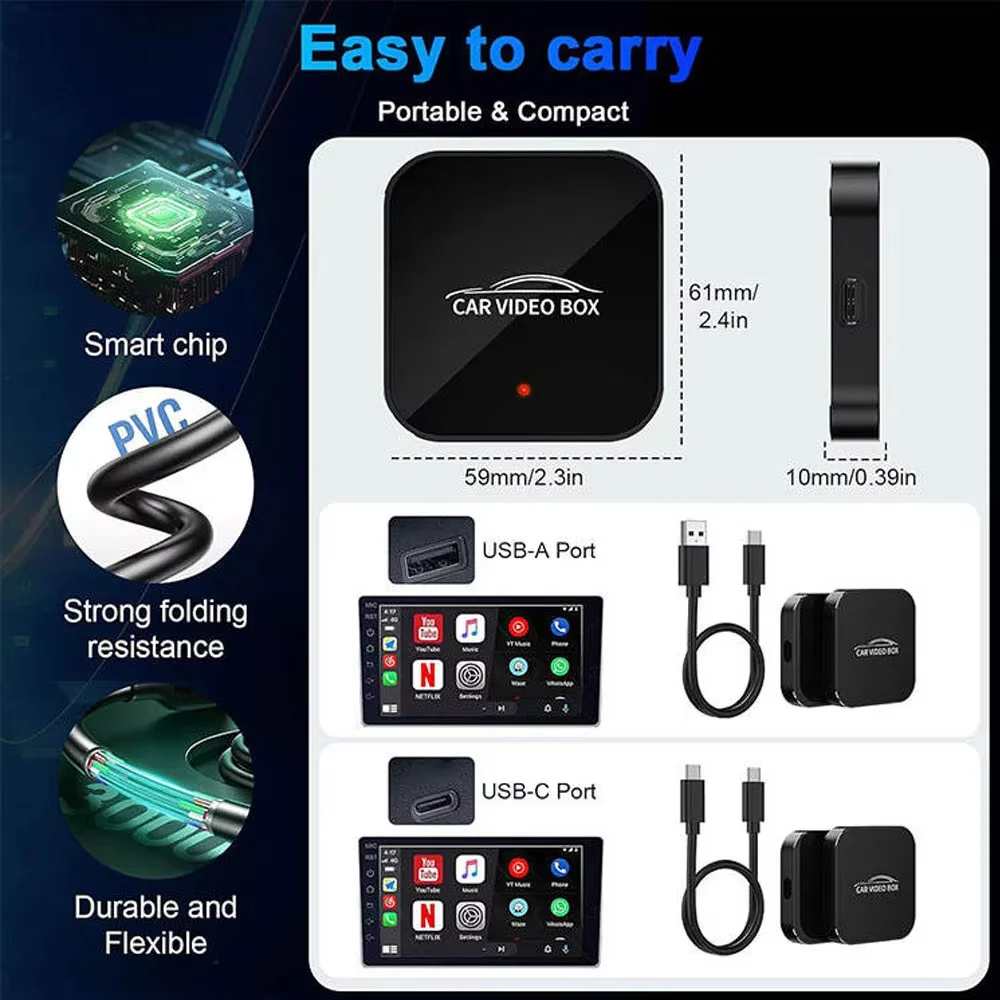 SKILLDRIVE 2026 3in1 Wireless CarPlay Adapter Android Auto Convertion Box Wireless Apple Carplay Built-in Netflix YouTube view 6