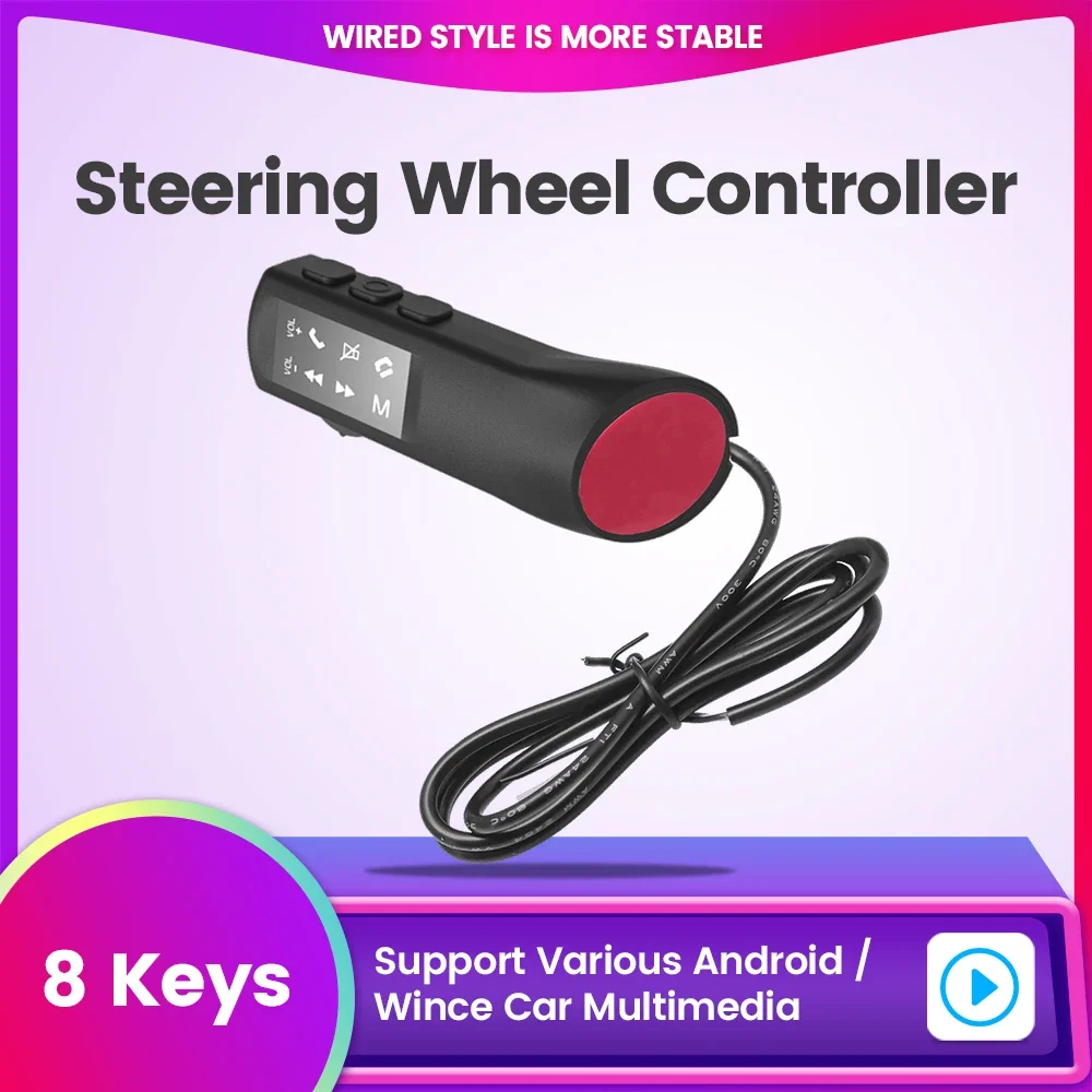 Universal Steering Wheel Button 8 Keys Multifunctional Remote Controller Fit for Android Car Radio Navigation Voice VOL Controls