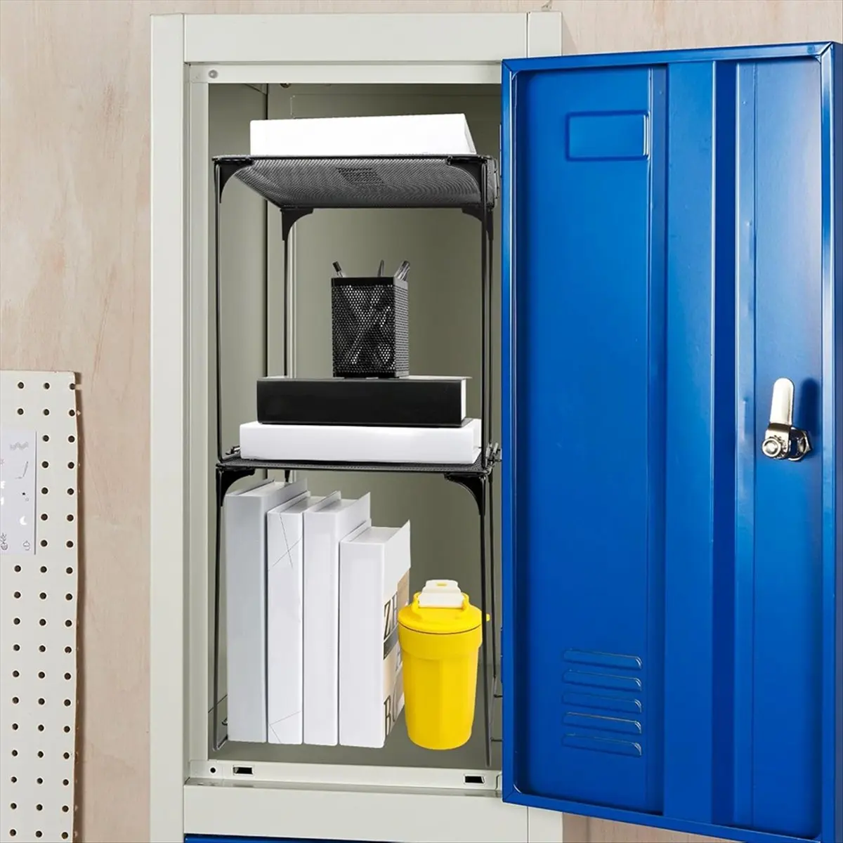 BAAU Locker Organizer Shelf Stackable Extra Locker Shelf for School Locker Organizer Storage Cabinet Suitable Black