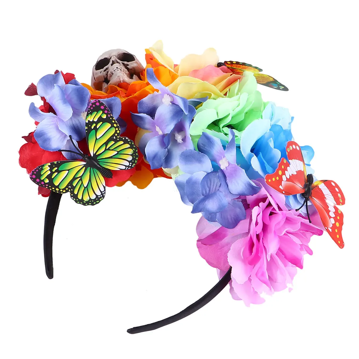 

Skull Headband Halloween Flower Floral Garland Hair Costume Accessory Headdress Cosplay