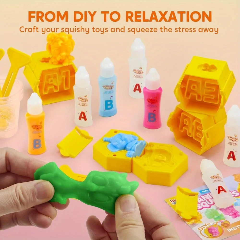 JOYFY Kit d'animaux spongieux pour enfants, boîte mystère avec 4 personnages Surprise à l'intérieur pour enfants âgés de 6 ans et plus, jouets d'art et d'artisanat