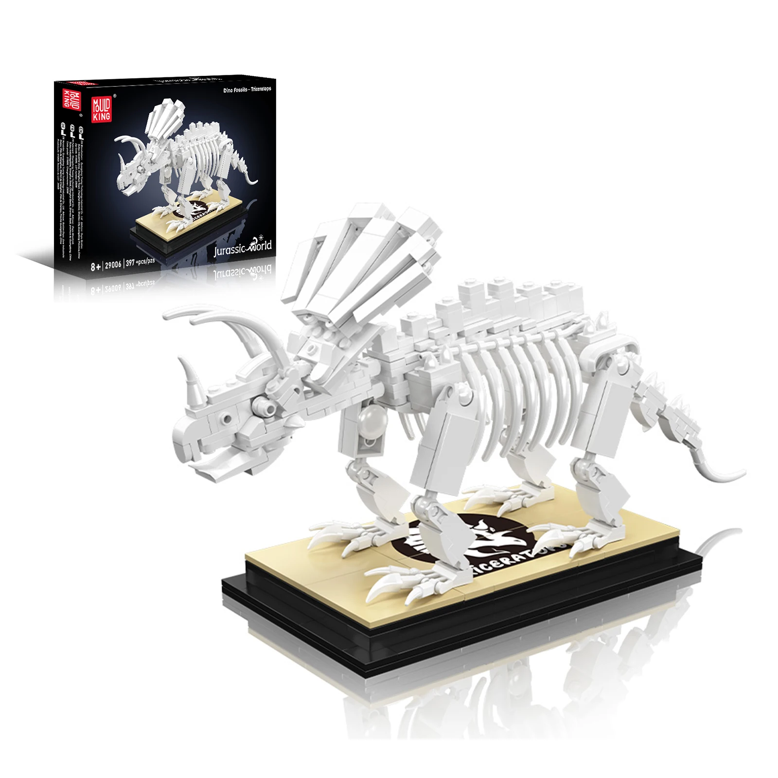 قالب الملك 29006 ترايسيراتوبس الأحفوري ديناصور الهيكل العظمي بنة نموذج 397 قطعة لعبة تعليمية للأطفال