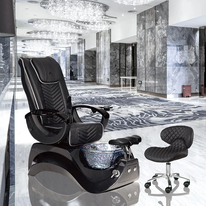 

Black Luxury Salon Shop Reclining Massage Pedicure Chair Electric Foot Spa Manicure Chair For Sale