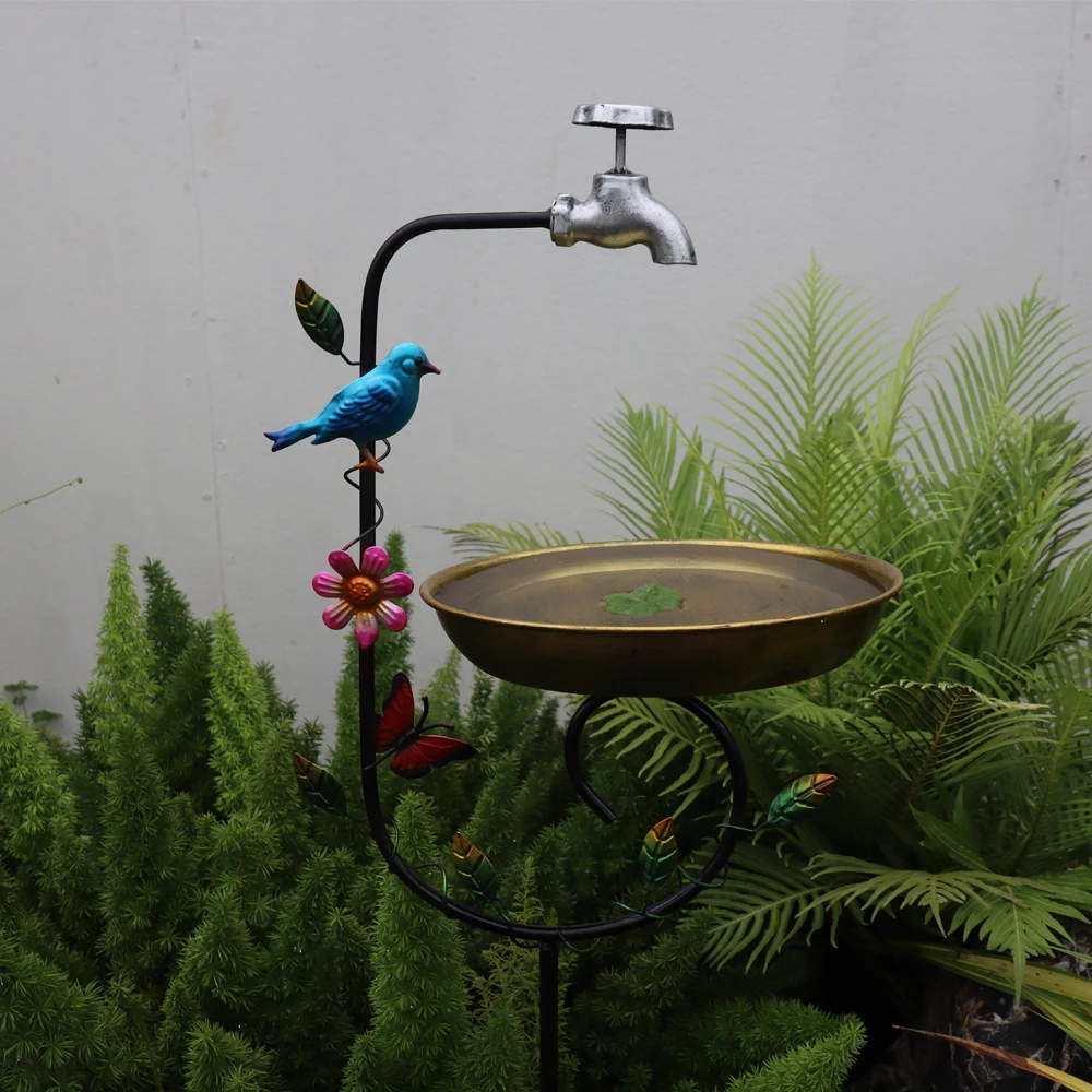 Colorful Faucet-Style 2-in-1 Bird Feeder & Bird Bath, Outdoor Yard Garden Decor